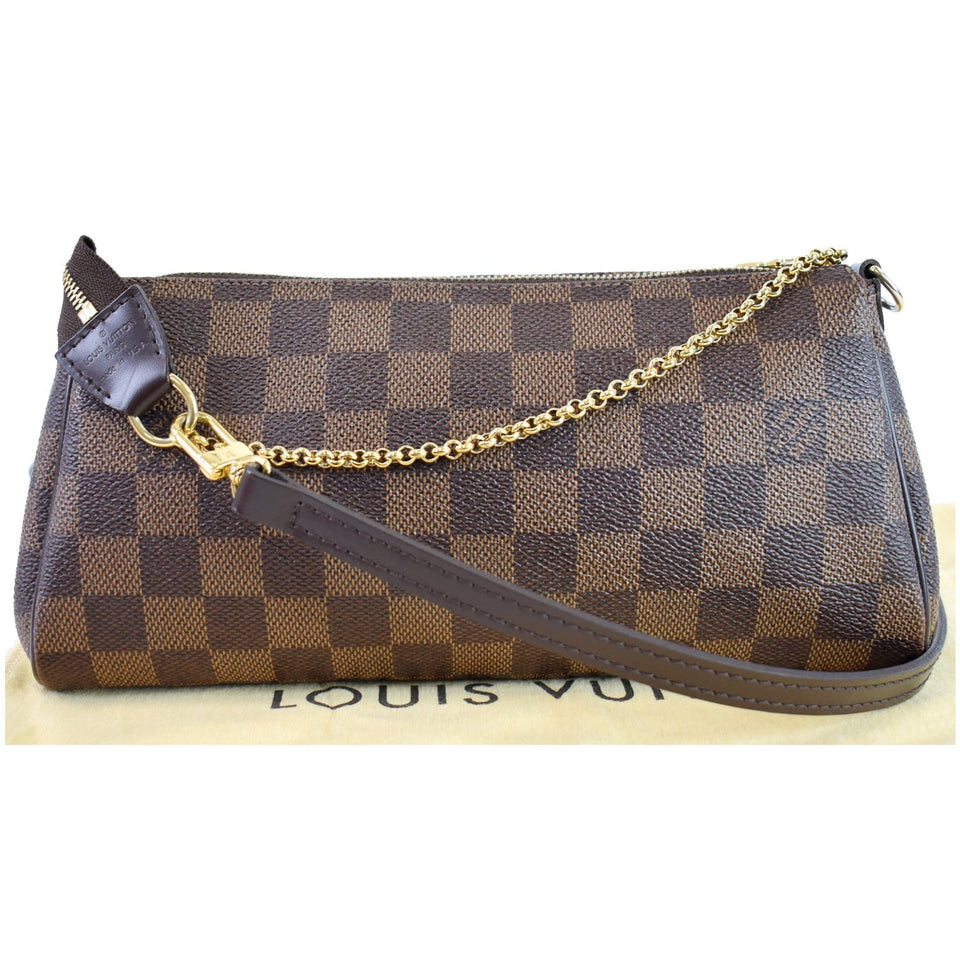 Louis Vuitton Pochette Eva Damier Ebene Clutch Crossbody Bag Brown