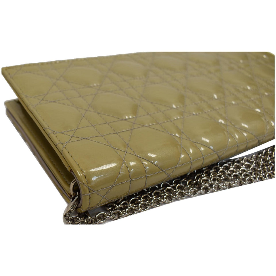 Christian Dior Quilted Patent Leather Lady Dior Clutch Bag
