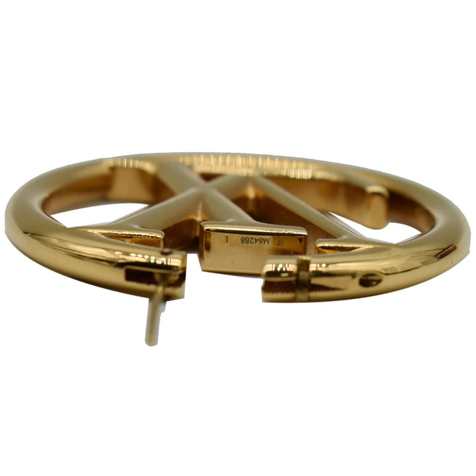 Louis Vuitton Louise Hoop Embossed LV Circle Earrings Gold