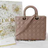 Christian Dior Lady Dior Large Quilted Leather Shoulder Bag Blush