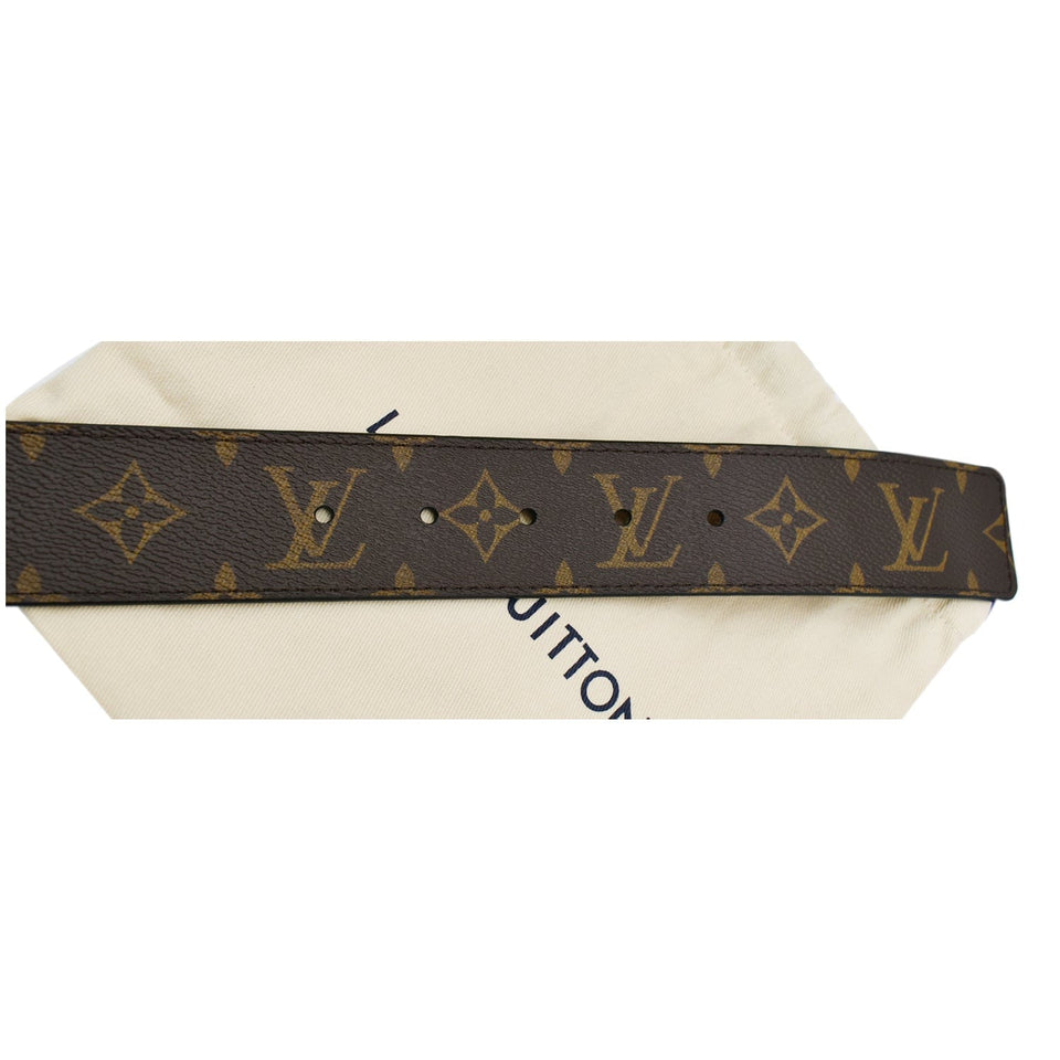 Louis Vuitton LV Initiales Monogram Canvas Silver Buckle Belt Brown