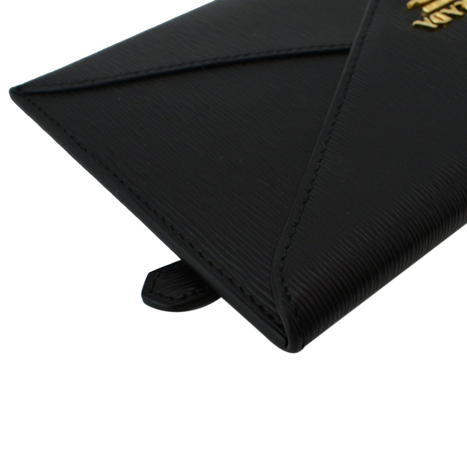 Prada Envelope Leather Clutch Wallet Black