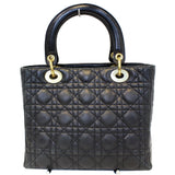 Christian Dior Mini Lady Dior Lambskin Cannage Satchel Bag Black