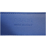 Prada Round Logo Blue Saffiano Leather Belt Size 40