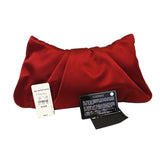 Chanel CC Half Moon Quilted Satin Clutch Bag Red