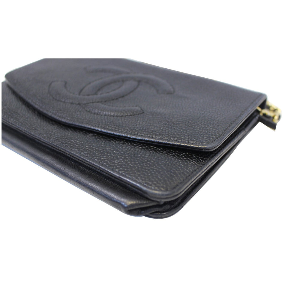 Chanel Timeless WOC Caviar Leather Clutch Crossbody Bag Black