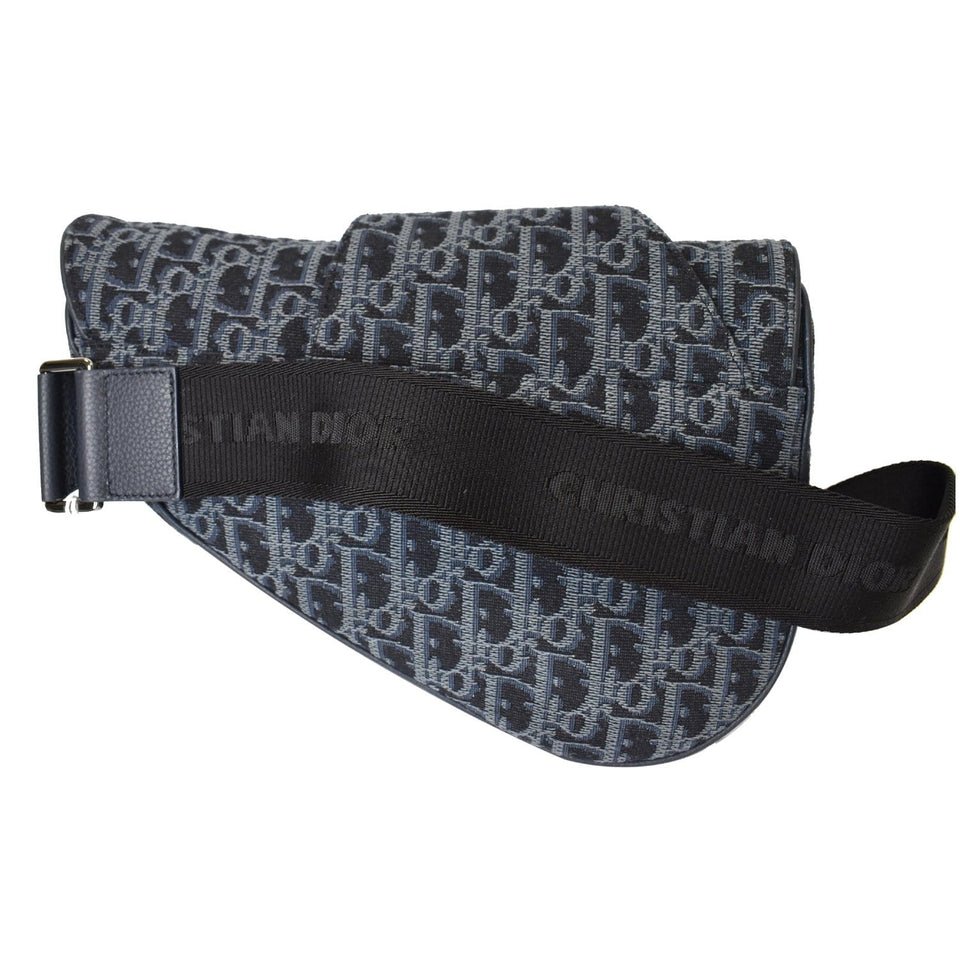 Christian Dior Saddle Oblique Jacquard Crossbody Bag Black