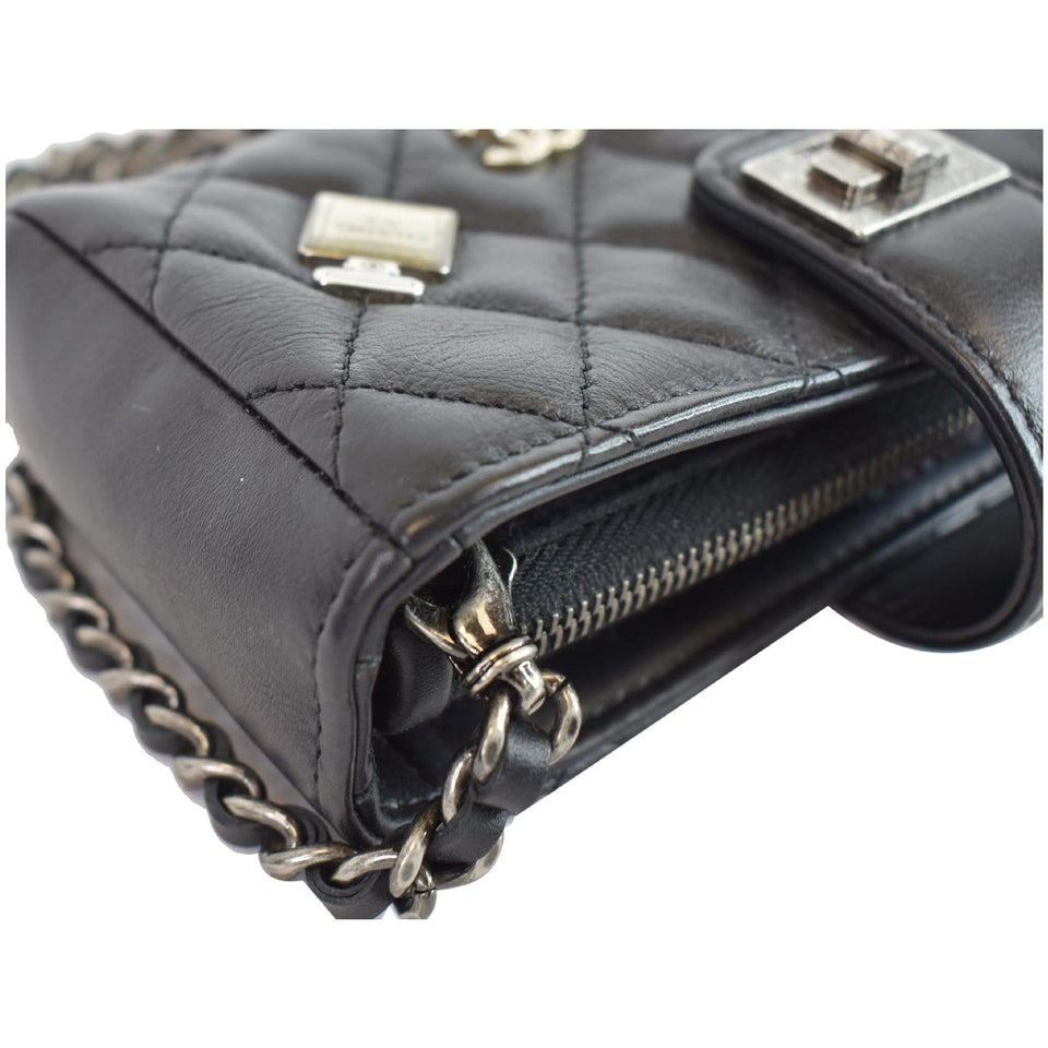 Chanel Reissue Lucky Charm Quilted Leather Chain Crossbody Clutch Bag Black