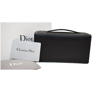 Christian Dior Bee Leather Pouch Clutch Bag Black