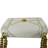 Christian Dior Small Diorama Studded Leather Flap Shoulder Bag White