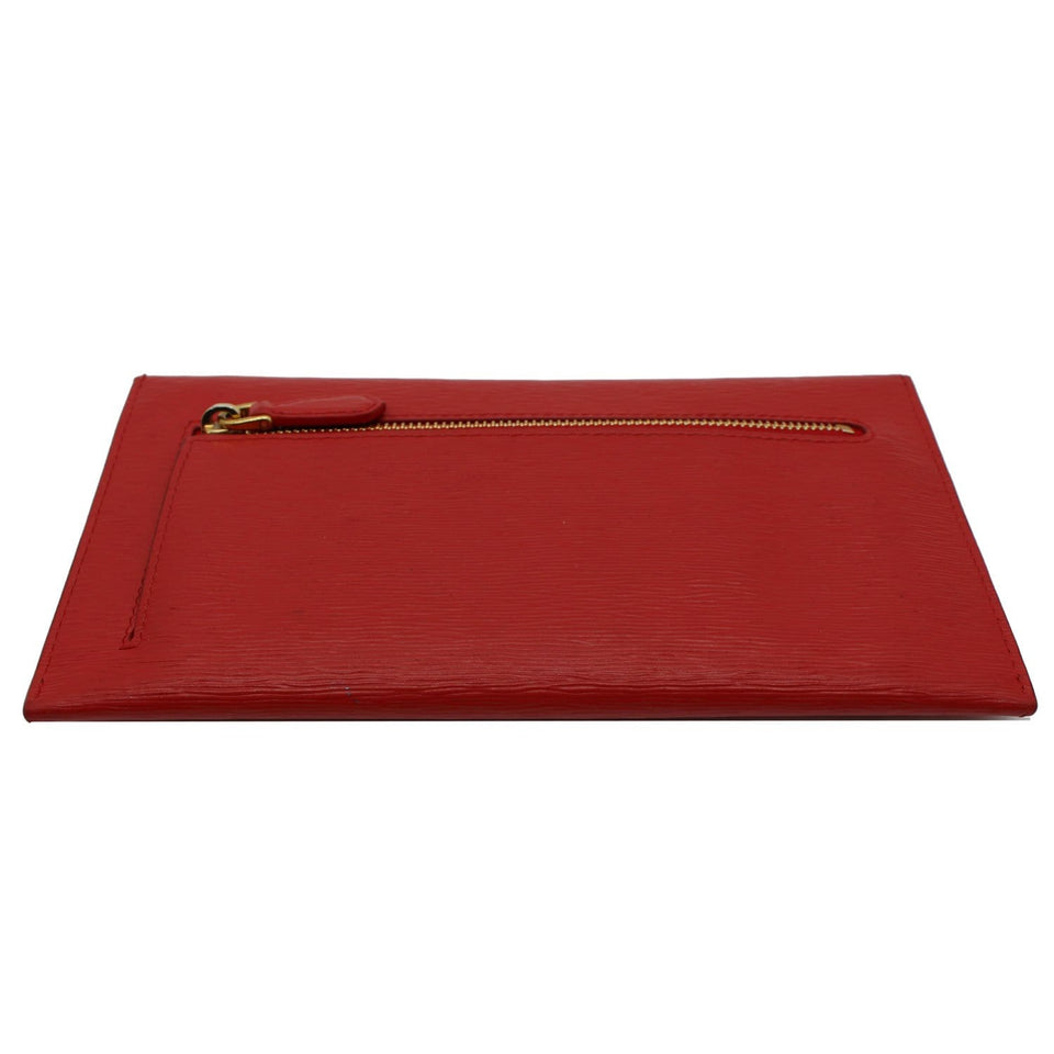 Prada Envelope Leather Clutch Wallet Red