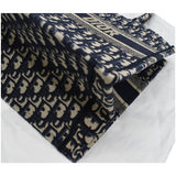 Christian Dior Book Medium Oblique Embroidery Tote Bag Blue