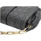 Christian Dior Cannage New Lock Flap Leather Shoulder Bag Black