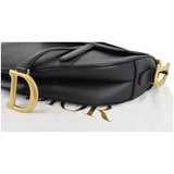 Christian Dior Saddle Leather Shoulder Bag Black