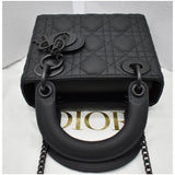 Christian Dior Mini Lady Dior Cannage Calfskin Leather Shoulder Bag Matte Black