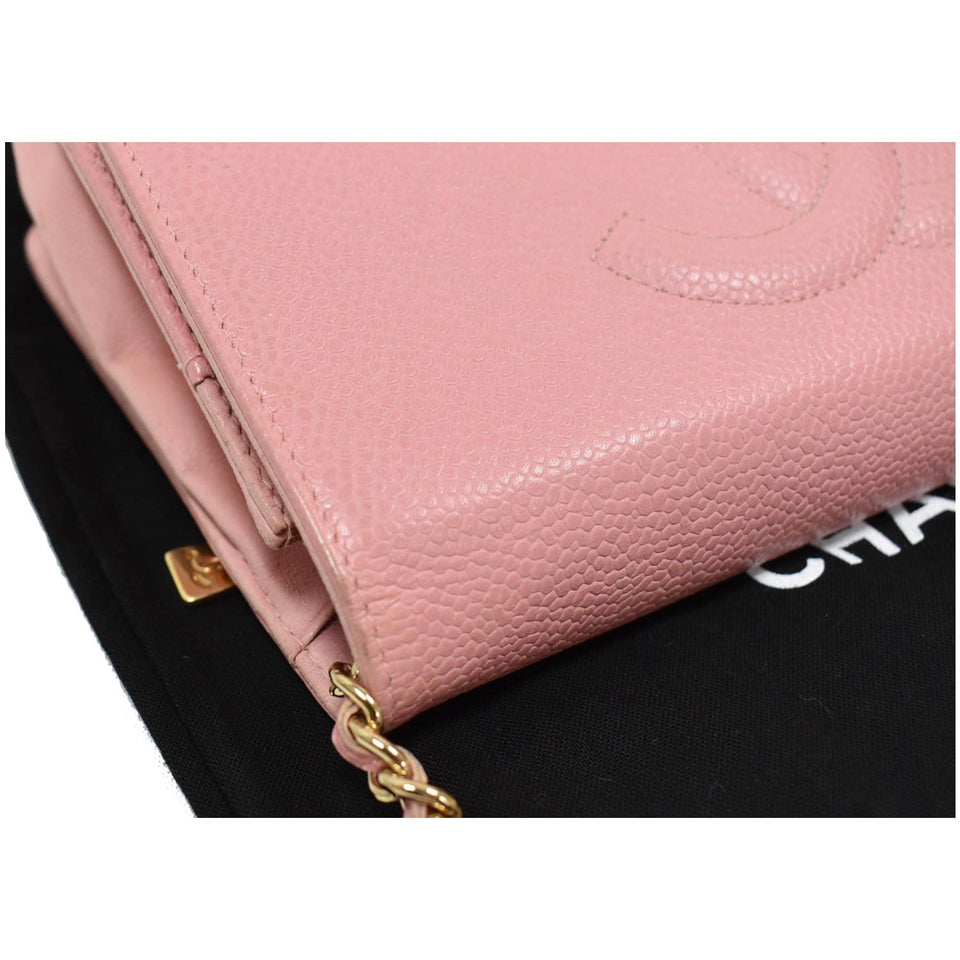 Chanel Timeless Caviar Leather Wallet On Chain Clutch Crossbody Bag Pink