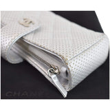Chanel Perforated Lambskin Quilted Mini Phone Holder Clutch Silver - Last Call
