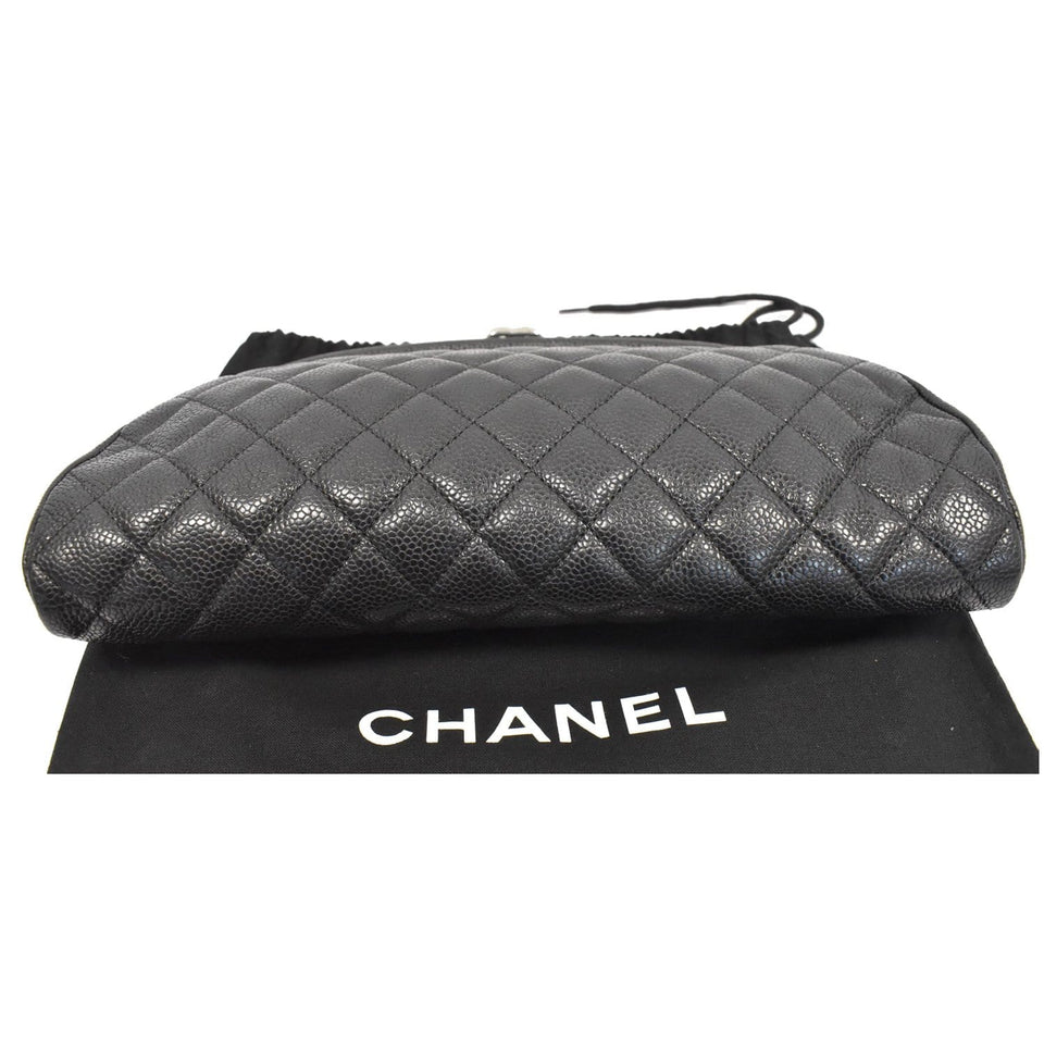 Chanel Timeless Caviar Quilted Leather Clutch Black