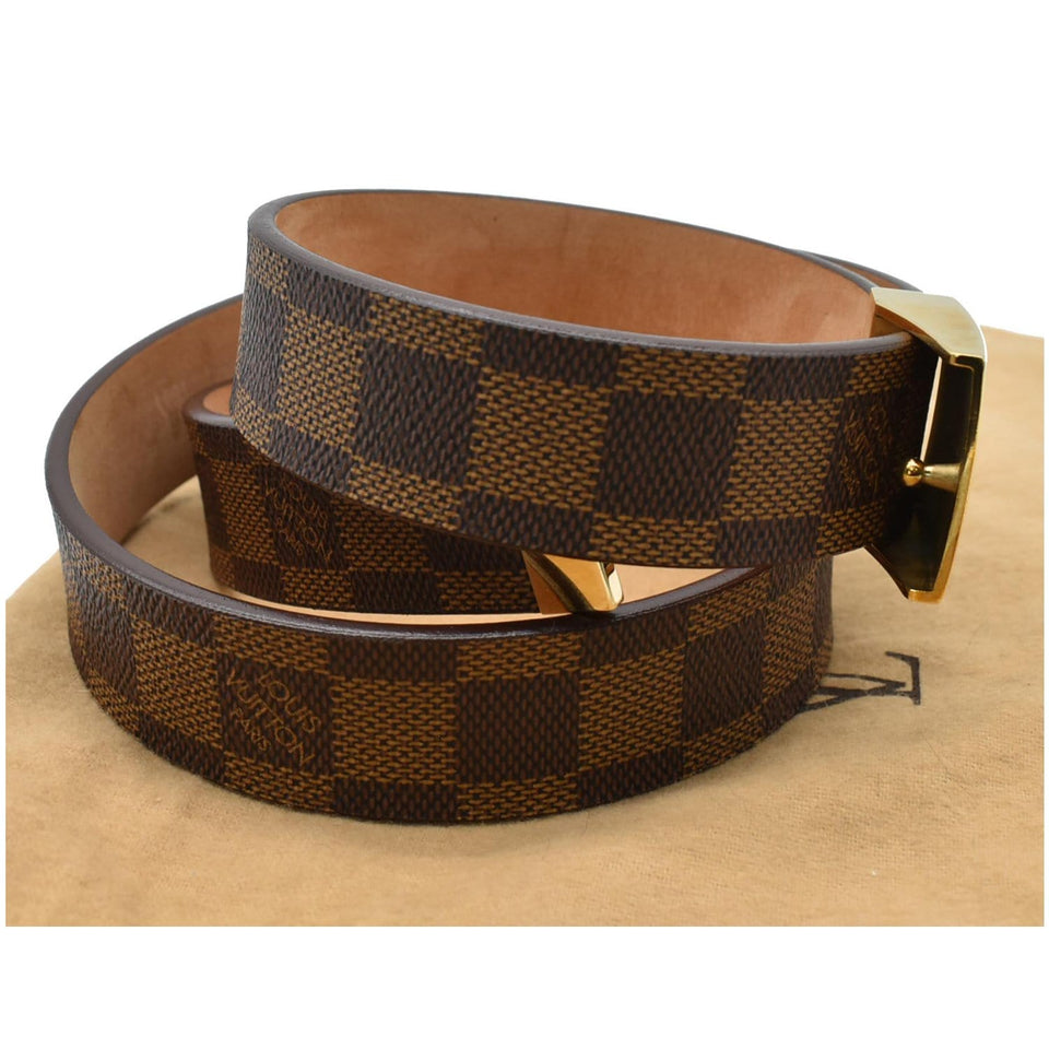 Louis Vuitton Ceinture Carre Damier Ebene Belt Brown