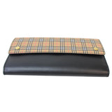 Luxury Burberry Small Scale Continental Check Leather Wallet Black