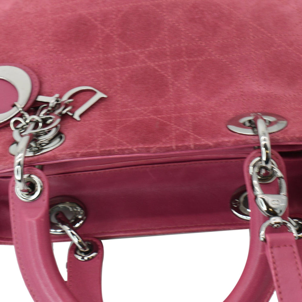 Christian Dior Lady Dior Suede Tote Bag Pink