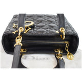 Christian Dior Medium Lady Dior Lambskin Shoulder Bag Black