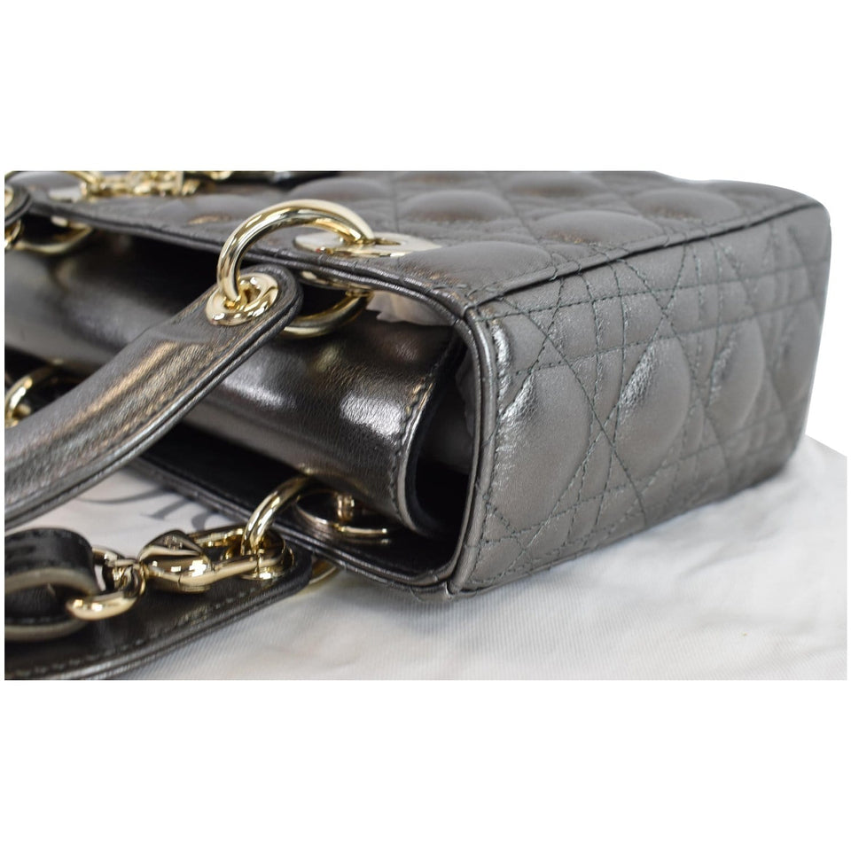 Christian Dior My ABCDior Grained Calfskin Shoulder Bag Gunmetal
