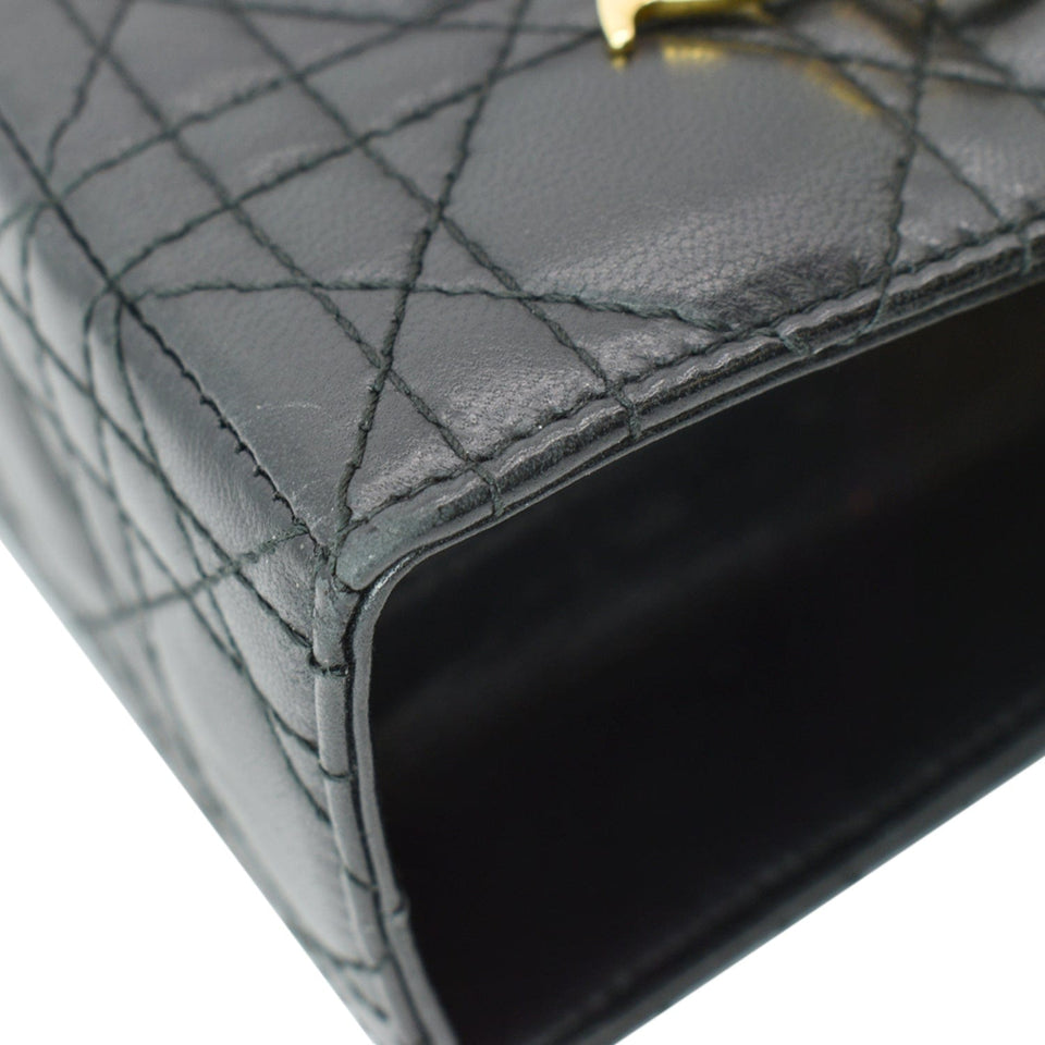Christian Dior Large Lady Dior Cannage Lambskin Shoulder Bag Black