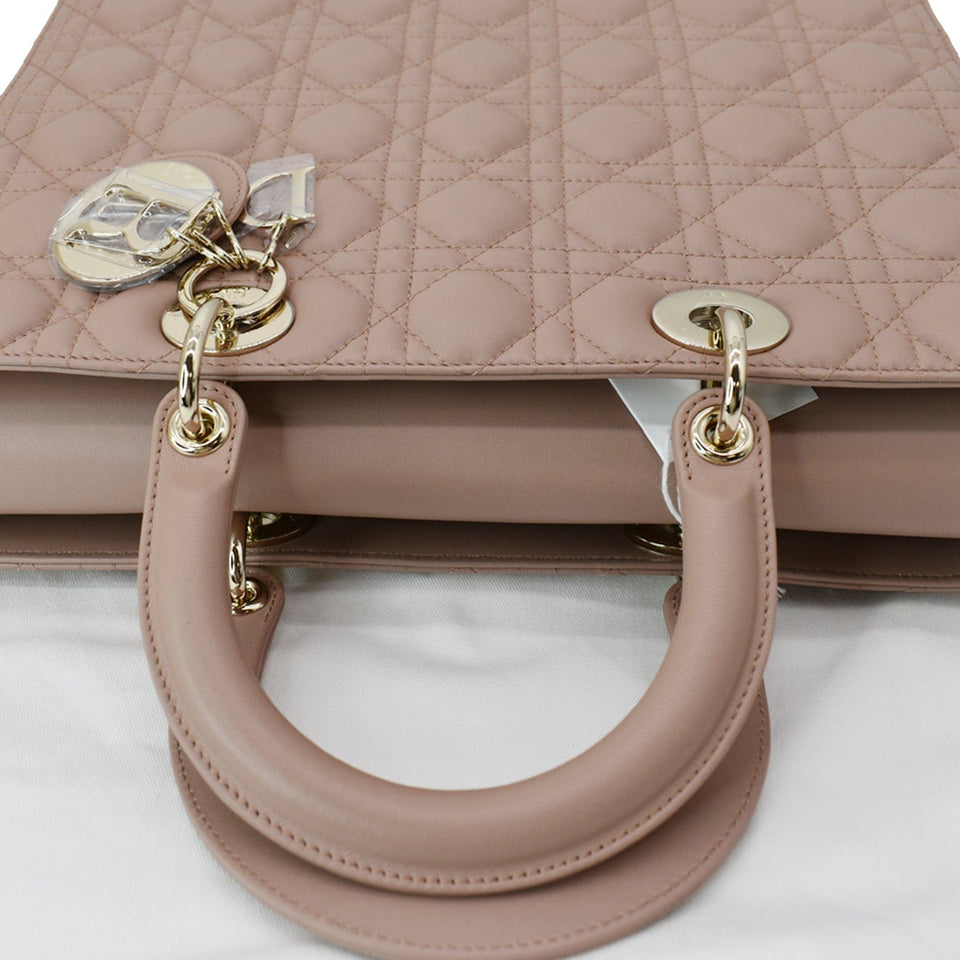 Christian Dior Lady Dior Large Quilted Leather Shoulder Bag Blush