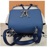Louis Vuitton Lockme Calfskin Leather Backpack Blue/Beige