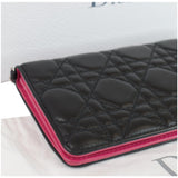 Christian Dior Cannage Lady Dior Charm Leather Wallet Black
