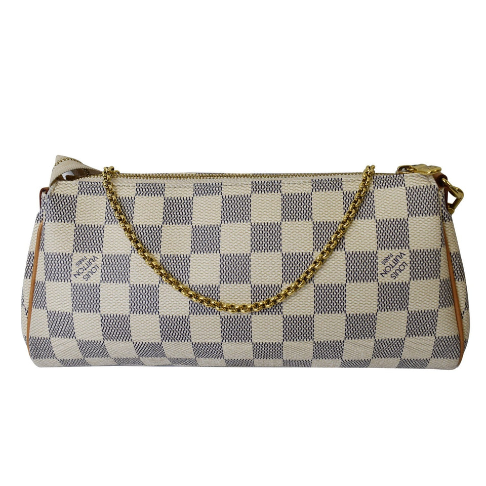Louis Vuitton Pochette Eva Damier Azur Clutch Bag White