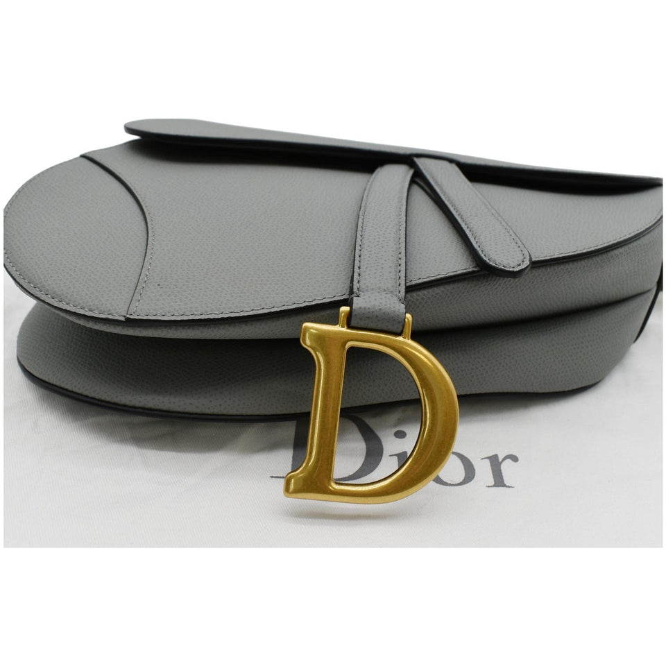 Christian Dior Saddle Leather Shoulder Bag Grey