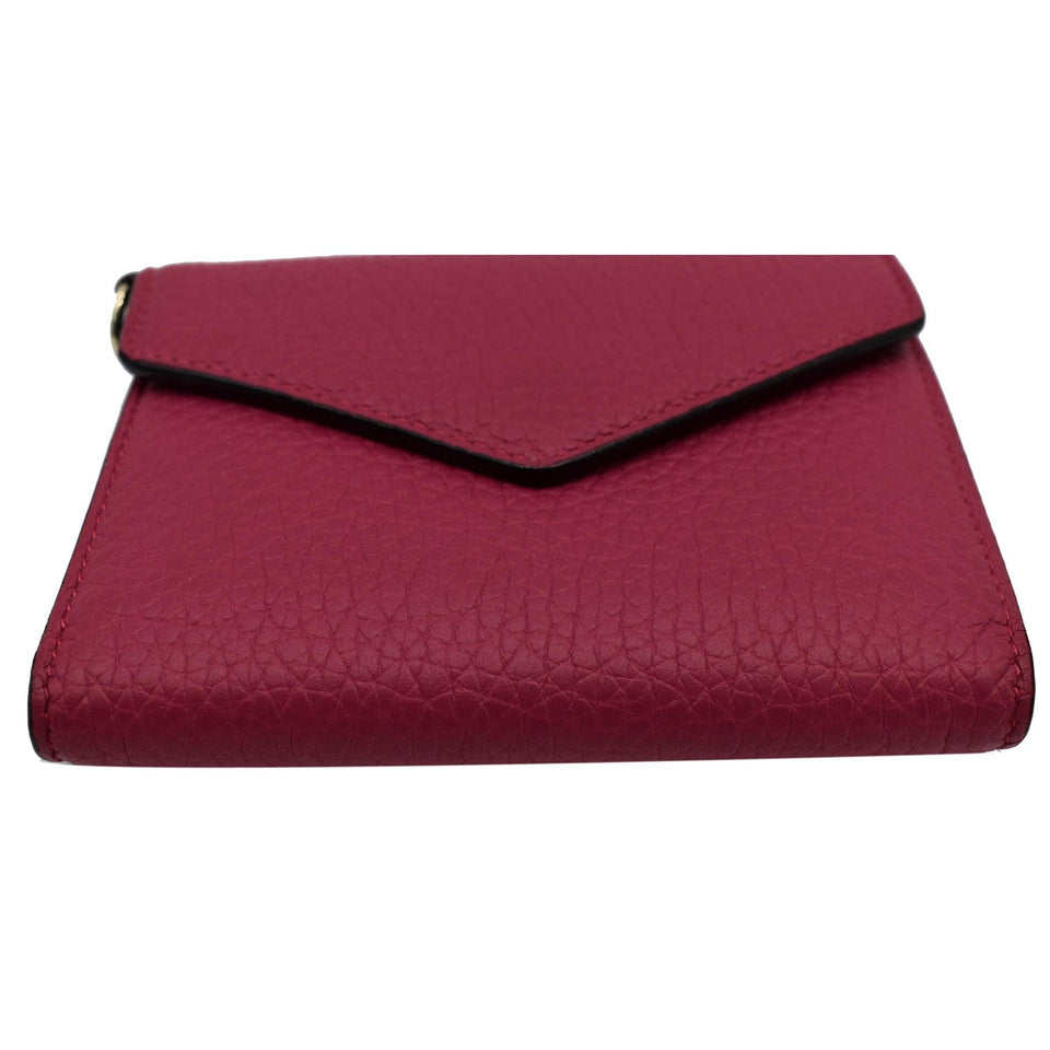 Christian Dior Diorissimo Compact Grained Leather Wallet Pink