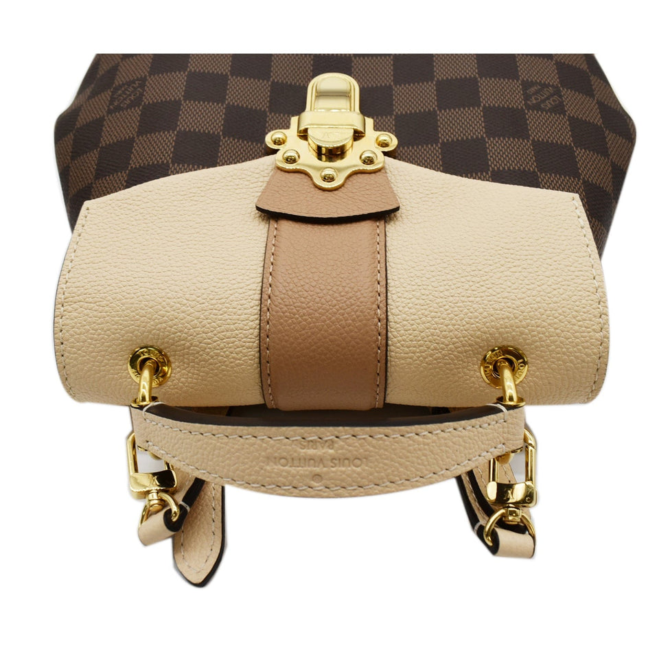 Louis Vuitton Clapton Damier Ebene Backpack Bag Creme Beige