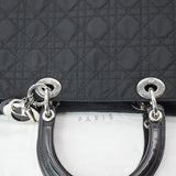 Christian Dior Lady Dior Vintage Nylon Cannage Canvas Tote Bag Black