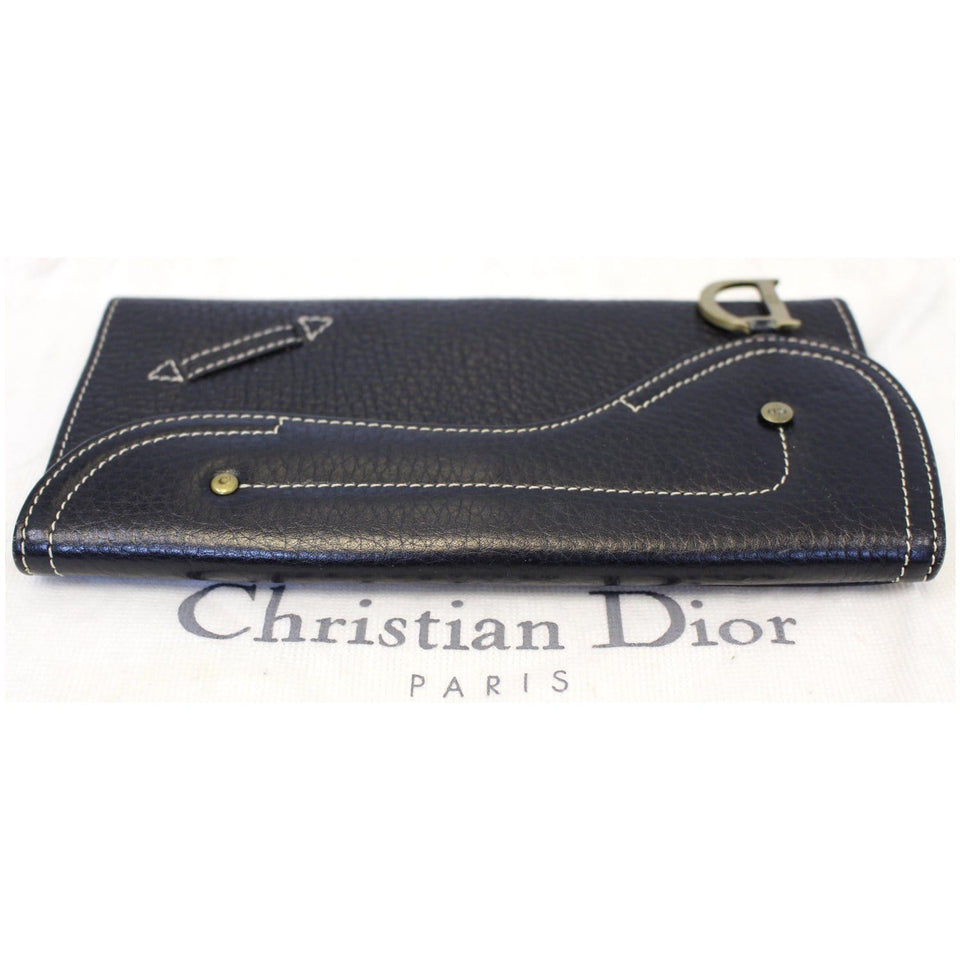 Christian Dior Saddle Leather Wallet Black