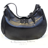 Christian Dior Lace Up Admit It Leather Hobo Bag Black