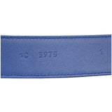 Prada Round Logo Blue Saffiano Leather Belt Size 40