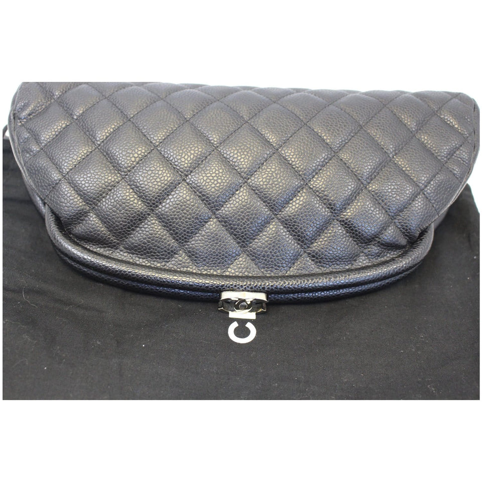 Chanel Timeless Caviar Quilted Leather Clutch Black
