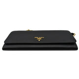 Prada Saffiano Leather Wallet on Chain Clutch Crossbody Bag Black