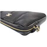 Chanel Large CC Zip Chain Lambskin Leather Wristlet Clutch Black - 20% OFF
