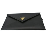 Prada Envelope Leather Clutch Wallet Black