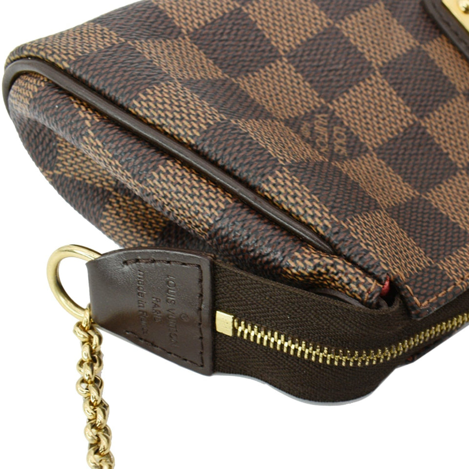 Louis Vuitton Eva Pochette Damier Ebene Clutch Crossbody Bag Brown