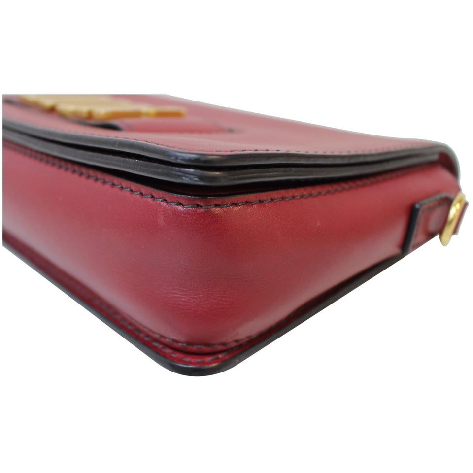 Christian Dior Dio(r)evolution Flap Calfskin Shoulder Bag Dark Red