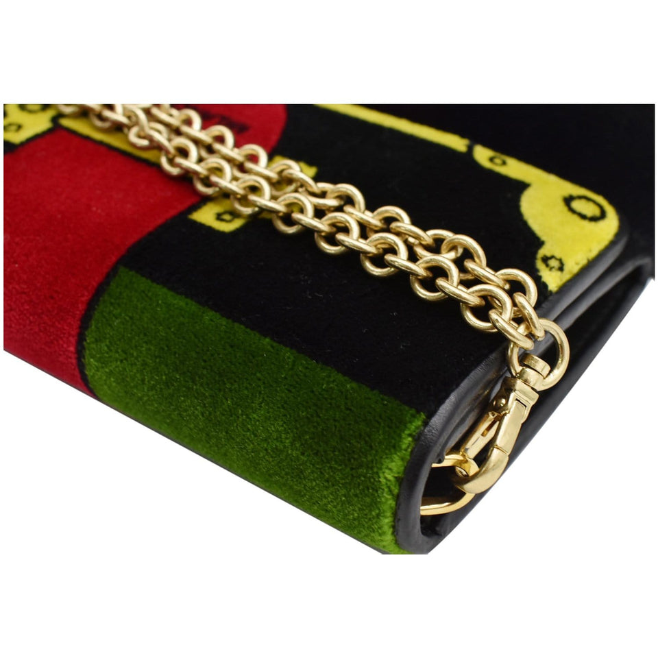Prada Cahier Velvet Clutch Bag Multicolor