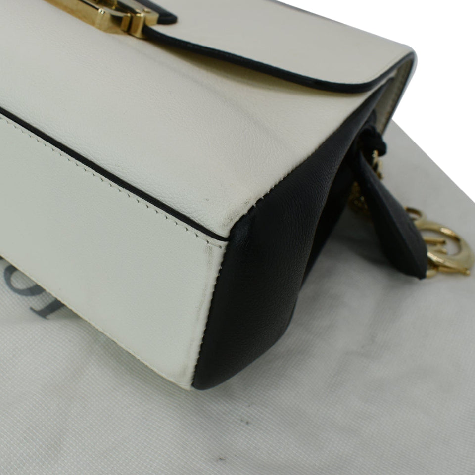 Christian Dior Diorling Medium Leather Shoulder Bag White/Black
