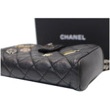 Chanel Reissue Lucky Charm Quilted Leather Chain Crossbody Clutch Bag Black