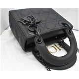 Christian Dior Mini Lady Dior Cannage Calfskin Leather Shoulder Bag Matte Black