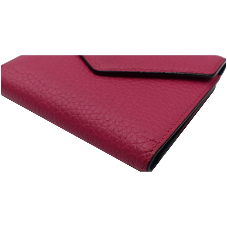 Christian Dior Diorissimo Compact Grained Leather Wallet Pink